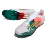 Chuteira Campo Adidas F50 Elite Sem Cadarço FG Branca, Vermelha e Verde